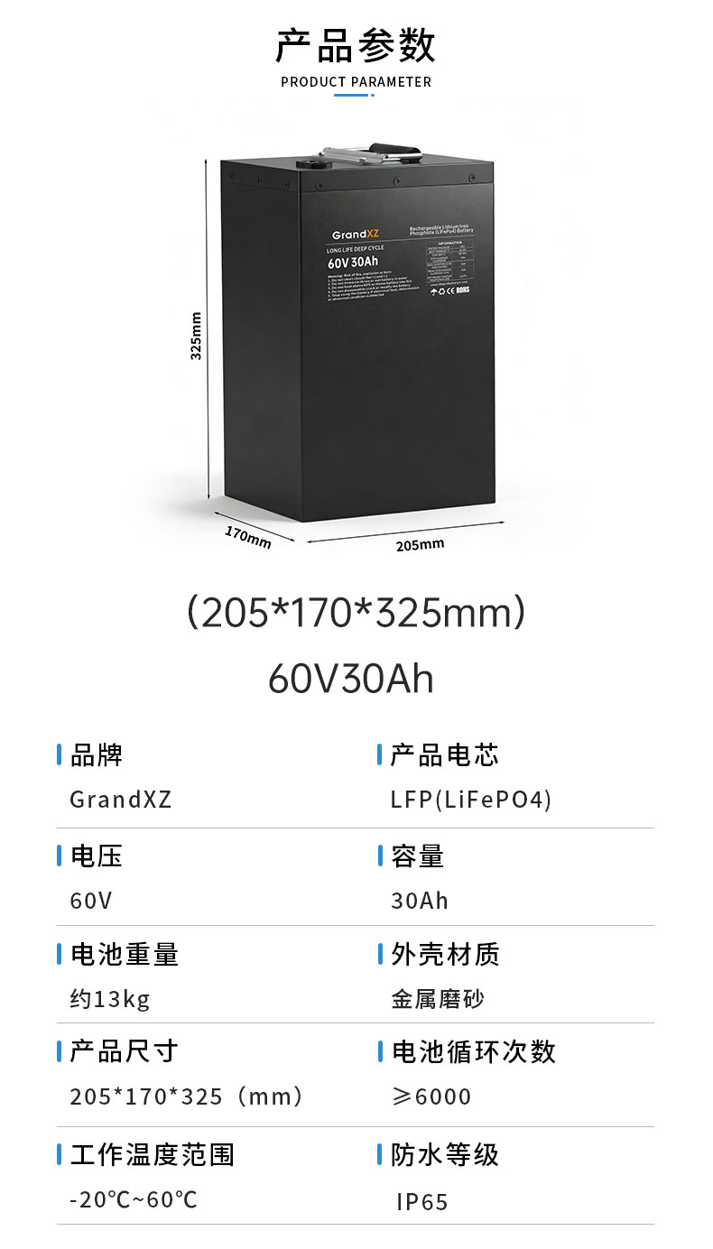GrandXZ-雄展能源-60V30Ah-磷酸铁锂电池