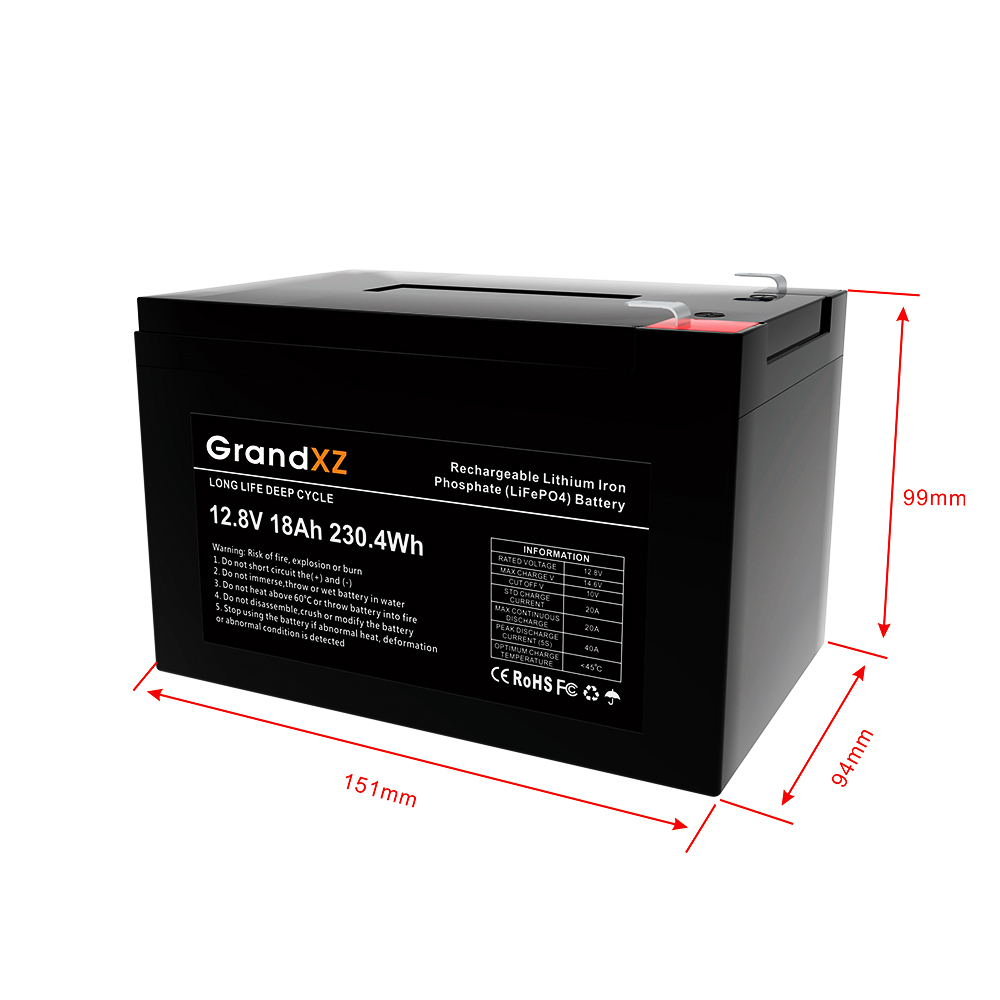 GrandXZ雄展能源12V18Ah磷酸铁锂电池